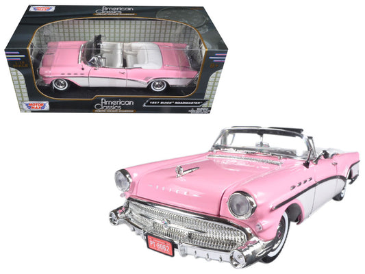 1957 Buick Roadmaster Convertible Pink and White 1/18 Diecast Model Car by Motormax <h2>1957 Motormax</h2> <p>High-quality perfect for collectors enthusiasts. Features detailed interior exterior craft