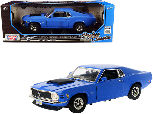 1970 Ford Mustang Boss 429 Dark Blue "Timeless Classics" Series 1/18 Diecast Model Car by Motormax <h2>1970 Motormax</h2> <p>High-quality perfect for collectors and enthusiasts. Features detailed inte