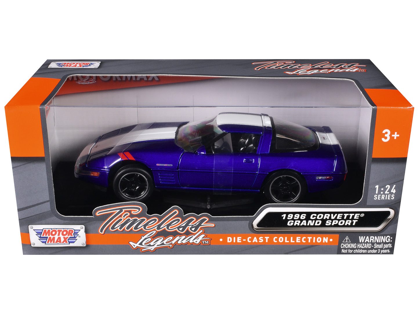 1996 Chevrolet Corvette Grand Sport Blue Metallic with White Stripes "Timeless Legends" Series 1/24 Diecast Model Car by Motormax <h2>1996 Motormax</h2> <p>High-quality perfect for collectors and enth