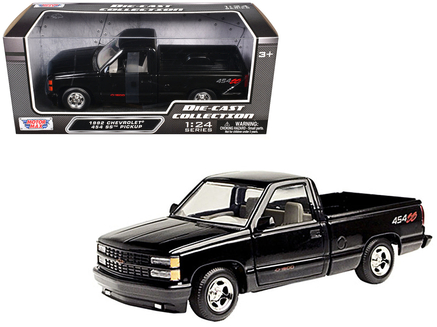 1992 Chevrolet 454 SS Pickup Truck Black 1/24 Diecast Model Car by Motormax <h2>1992 Motormax</h2> <p>High-quality perfect for collectors and enthusiasts. Features detailed interior exterior craftsman