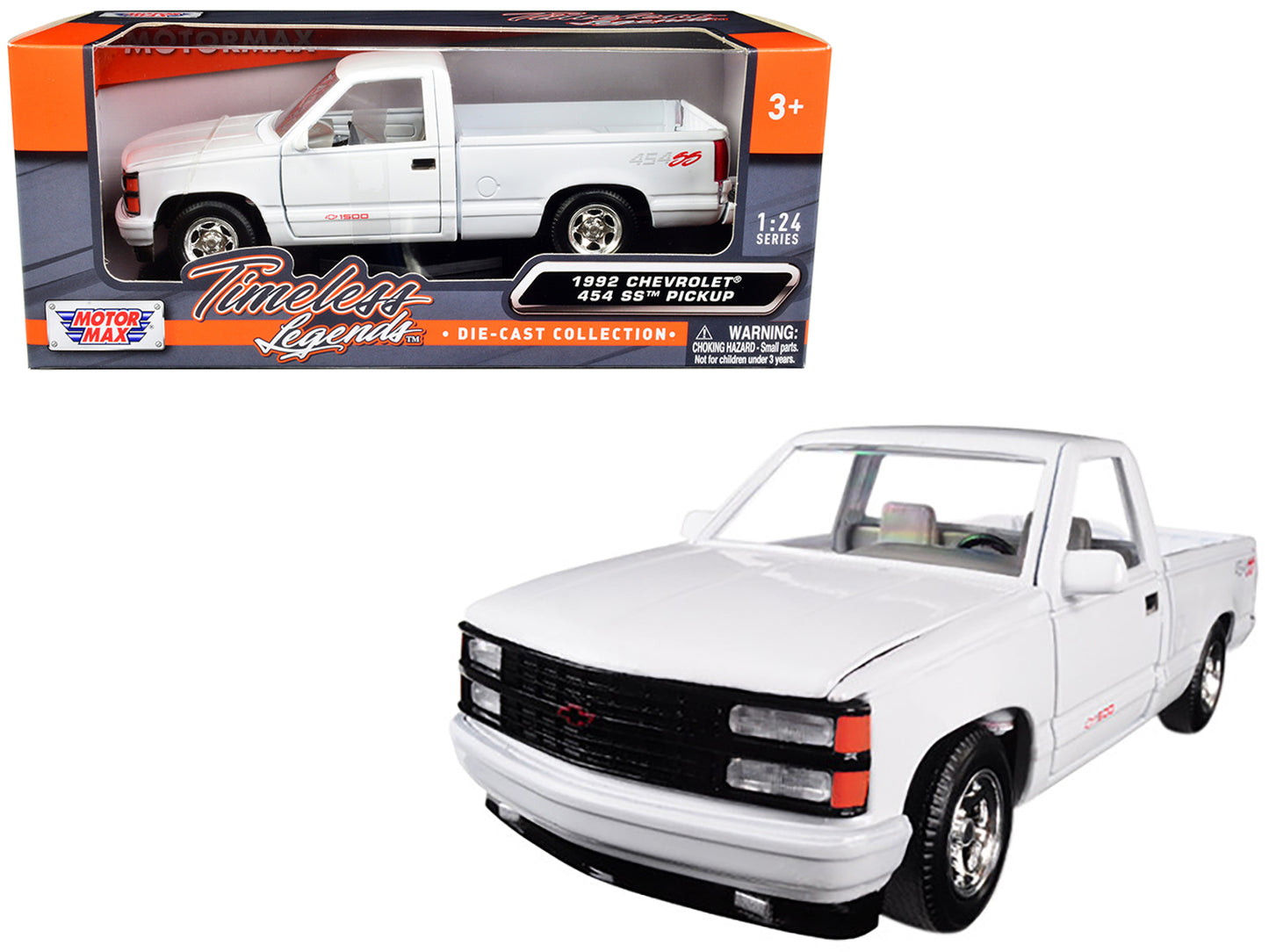 1992 Chevrolet 454 SS Pickup Truck White 1/24 Diecast Model Car by Motormax <h2>1992 Motormax</h2> <p>High-quality perfect for collectors and enthusiasts. Features detailed interior exterior craftsman