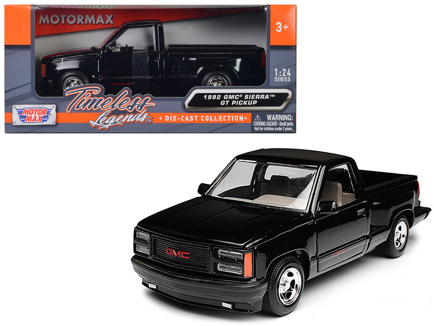 1992 GMC Sierra GT Black Pickup Truck 1/24 Diecast Model by Motormax <h2>1992 Motormax</h2> <p>High-quality car perfect for collectors and enthusiasts. Features detailed interior exterior craftsmanshi