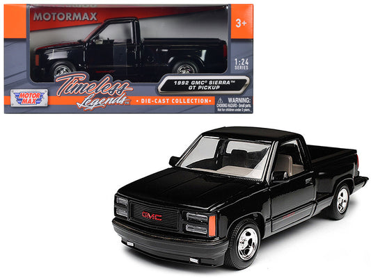 1992 GMC Sierra GT Black Pickup Truck 1/24 Diecast Model by Motormax <h2>1992 Motormax</h2> <p>High-quality car perfect for collectors and enthusiasts. Features detailed interior exterior craftsmanshi