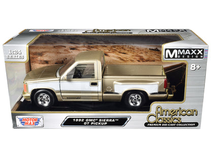 1992 GMC Sierra GT Pickup Truck Gold Metallic with White Sides "American Classics" Series 1/24 Diecast Model Car by Motormax <h2>1992 Motormax</h2> <p>High-quality perfect for collectors and enthusias