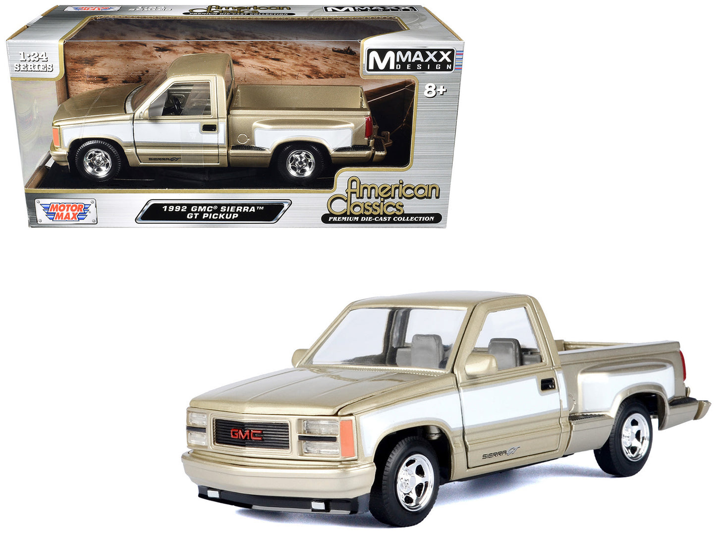 1992 GMC Sierra GT Pickup Truck Gold Metallic with White Sides "American Classics" Series 1/24 Diecast Model Car by Motormax <h2>1992 Motormax</h2> <p>High-quality perfect for collectors and enthusias
