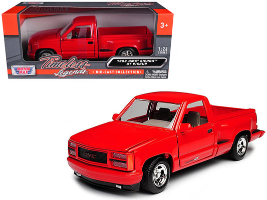 1992 GMC Sierra GT Red Pickup Truck 1/24 Diecast Model by Motormax <h2>1992 Motormax</h2> <p>High-quality car perfect for collectors and enthusiasts. Features detailed interior exterior craftsmanship,