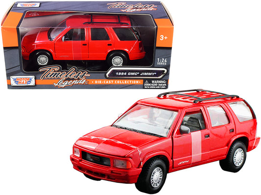 1994 GMC Jimmy with Roof Rack Red "Timeless Legends" Series 1/24 Diecast Model Car by Motormax <h2>1994 Motormax</h2> <p>High-quality perfect for collectors and enthusiasts. Features detailed interior