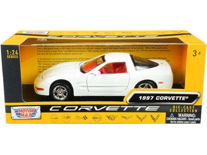 1997 Chevrolet Corvette C5 Coupe White Red 1/24 Diecast Model Car - Motormax