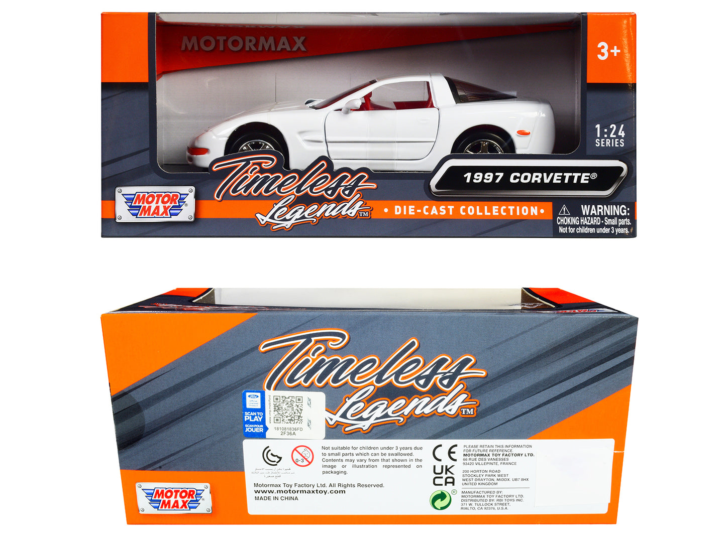 1997 Chevrolet Corvette C5 Coupe White with Red Interior "Timeless Legends" Series 1/24 Diecast Model Car by Motormax <h2>1997 Motormax</h2> <p>High-quality perfect for collectors and enthusiasts. Fea