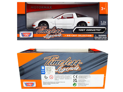 1997 Chevrolet Corvette C5 Coupe White with Red Interior "Timeless Legends" Series 1/24 Diecast Model Car by Motormax <h2>1997 Motormax</h2> <p>High-quality perfect for collectors and enthusiasts. Fea