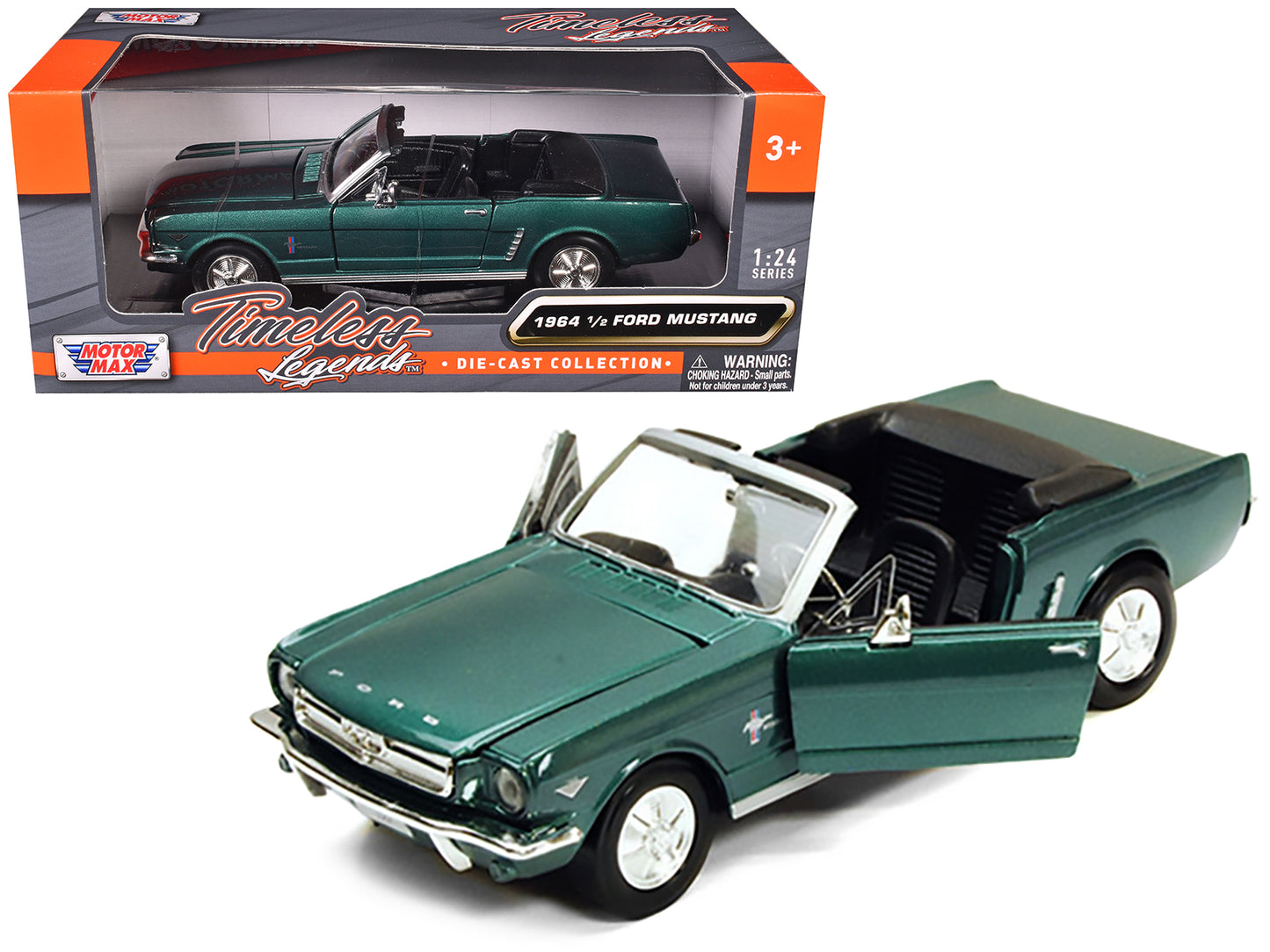 1964 1/2 Ford Mustang Convertible Green Metallic 1/24 Diecast Model Car by Motormax <h2>1964 Motormax</h2> <p>High-quality perfect for collectors and enthusiasts. Features detailed interior exterior c