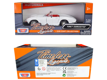 1967 Chevrolet Corvette C2 Convertible White with Red Interior "Timeless Legends" Series 1/24 Diecast Model Car by Motormax <h2>1967 Motormax</h2> <p>High-quality perfect for collectors and enthusiast