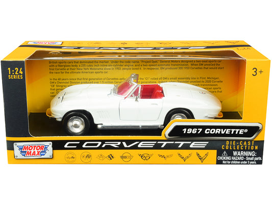1967 Chevrolet Corvette C2 Convertible White with Red Interior "History of Corvette" Series 1/24 Diecast Model Car by Motormax <h2>1967 Motormax</h2> <p>High-quality perfect for collectors and enthusi