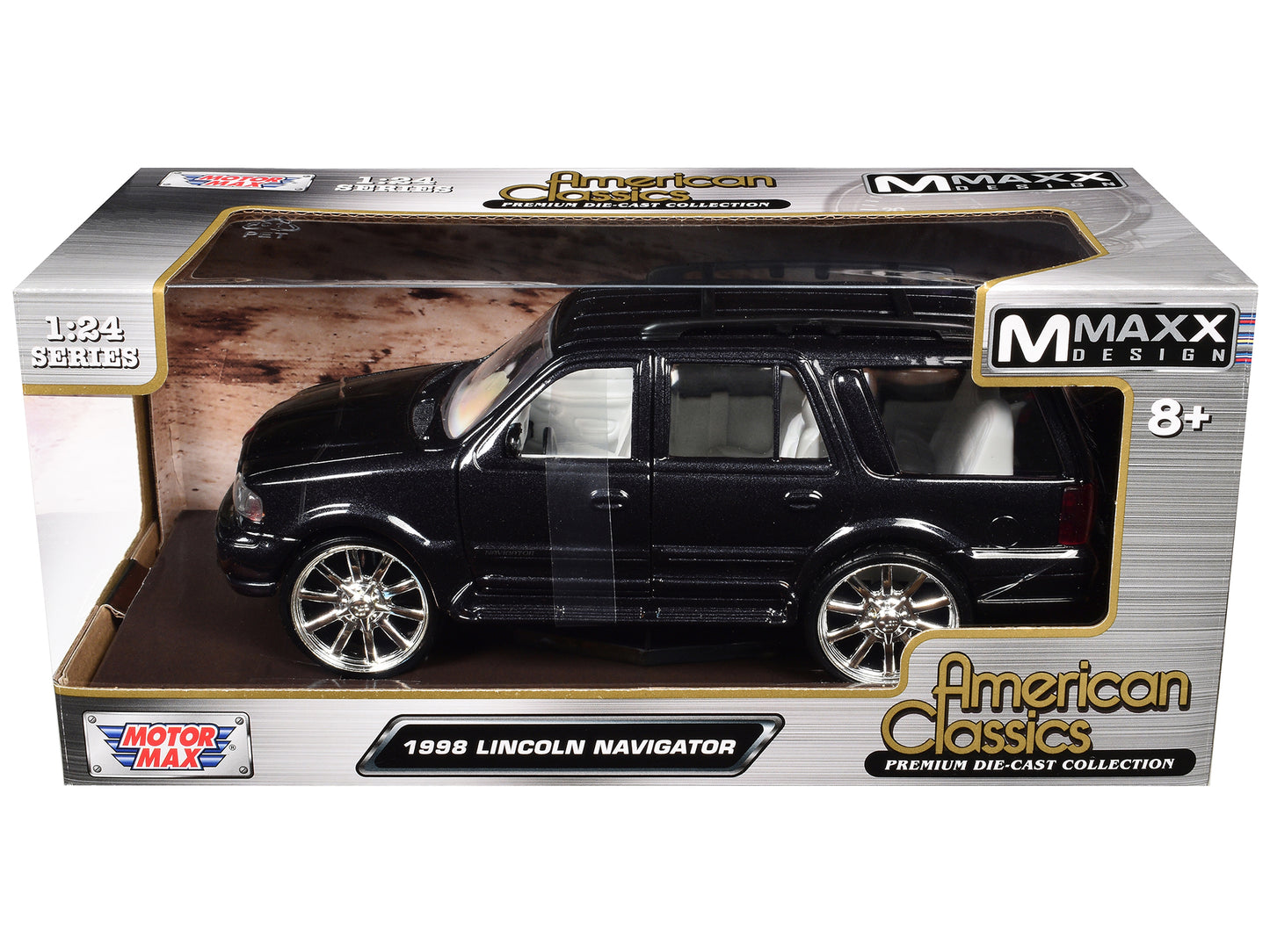 1998 Lincoln Navigator Black Metallic with White Interior "Maxx Design" "American Classics" Series 1/24 Diecast Model Car by Motormax <h2>1998 Motormax</h2> <p>High-quality perfect for collectors and