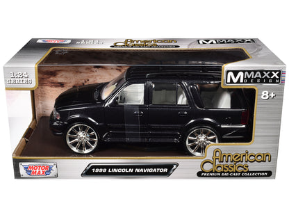 1998 Lincoln Navigator Black Metallic with White Interior "Maxx Design" "American Classics" Series 1/24 Diecast Model Car by Motormax <h2>1998 Motormax</h2> <p>High-quality perfect for collectors and