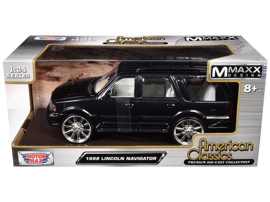 1998 Lincoln Navigator Black Metallic with White Interior "Maxx Design" "American Classics" Series 1/24 Diecast Model Car by Motormax <h2>1998 Motormax</h2> <p>High-quality perfect for collectors and