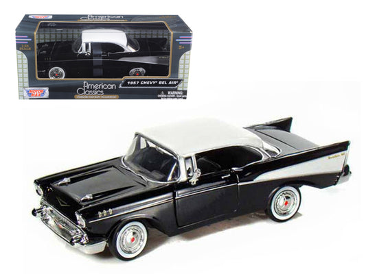 1957 Chevrolet Bel Air Black with White Top 1/24 Diecast Model Car by Motormax <h2>1957 Motormax</h2> <p>High-quality perfect for collectors and enthusiasts. Features detailed interior exterior crafts