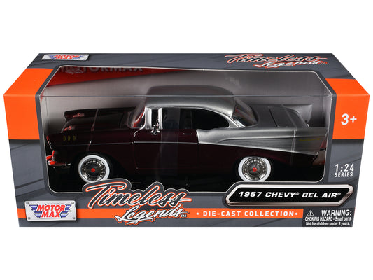 1957 Chevrolet Bel Air Burgundy Metallic and Silver "Timeless Legends" Series 1/24 Diecast Model Car by Motormax <h2>1957 Motormax</h2> <p>High-quality perfect for collectors enthusiasts. Features det