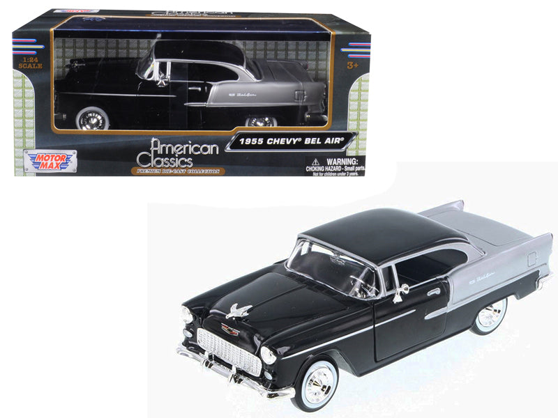 1955 Chevrolet Bel Air Black and Silver 1/24 Diecast Model Car by Motormax <h2>1955 Motormax</h2> <p>High-quality perfect for collectors enthusiasts. Features detailed interior exterior craftsmanship,