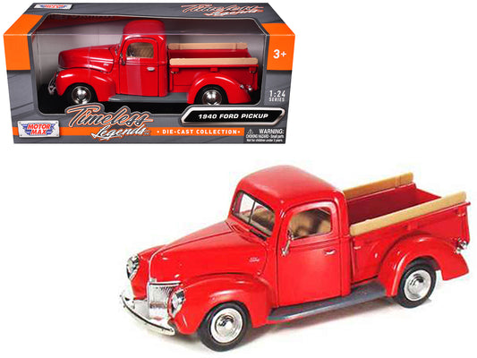 1940 Ford Pickup Truck Red 1/24 Diecast Model Car by Motormax <h2>1940 Motormax</h2> <p>High-quality perfect for collectors and enthusiasts. Features detailed interior exterior craftsmanship, realisti