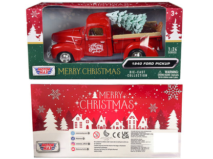 1940 Ford Pickup Truck Red "Merry Christmas" with Tree Accessory 1/24 Diecast Model Car by Motormax <h2>1940 Motormax</h2> <p>High-quality perfect for collectors and enthusiasts. Features detailed int
