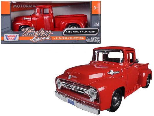 1956 Ford F-100 Pickup Red 1/24 Diecast Model Car by Motormax <h2>1956 Motormax</h2> <p>High-quality perfect for collectors and enthusiasts. Features detailed interior exterior craftsmanship, realisti