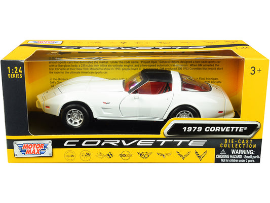 1979 Chevrolet Corvette C3 White with Black Top and Red Interior "History of Corvette" Series 1/24 Diecast Model Car by Motormax <h2>1979 Motormax</h2> <p>High-quality perfect for collectors enthusias