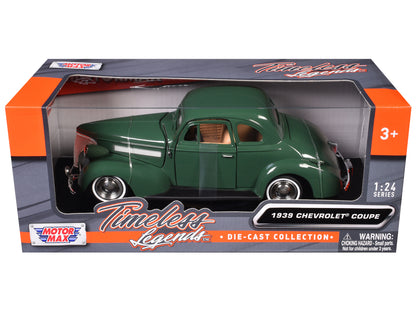 1939 Chevrolet Coupe Green 1/24 Diecast Model Car by Motormax <h2>1939 Motormax</h2> <p>High-quality perfect for collectors and enthusiasts. Features detailed interior exterior craftsmanship, realisti