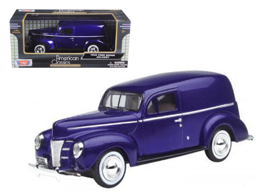 1940 Ford Sedan Delivery Purple Metallic 1/24 Diecast Model Car by Motormax <h2>1940 Motormax</h2> <p>High-quality perfect for collectors and enthusiasts. Features detailed interior exterior craftsman