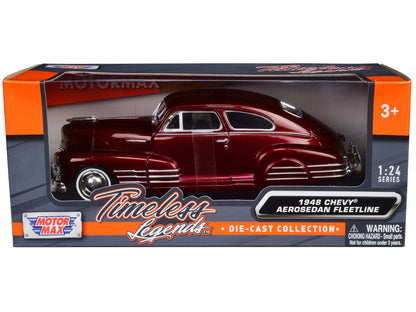 1948 Chevrolet Aerosedan Fleetline Dark Red Metallic 1/24 Diecast Model Car by Motormax <h2>1948 Motormax</h2> <p>High-quality perfect for collectors and enthusiasts. Features detailed interior exteri