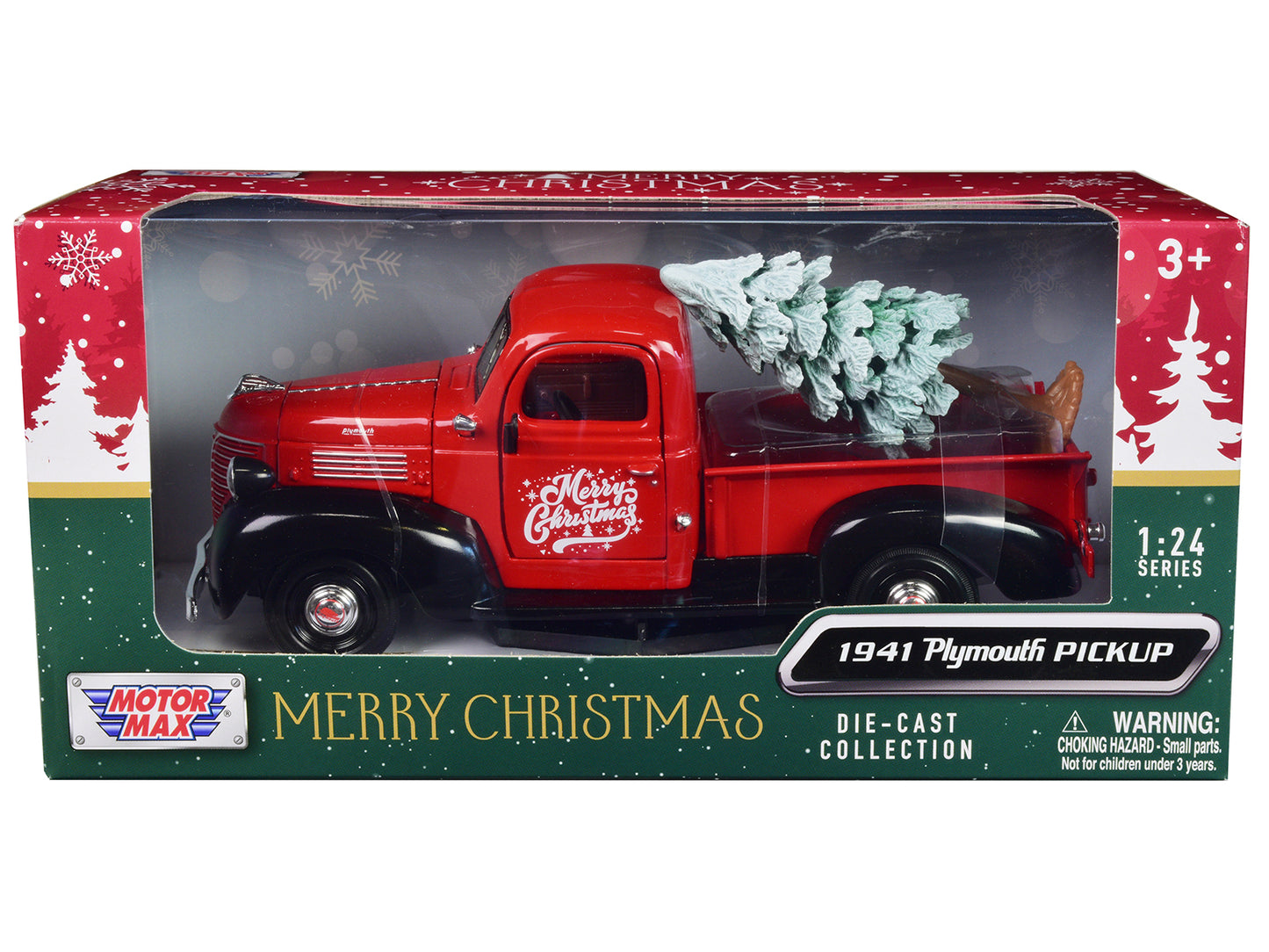 1941 Plymouth Pickup Truck Red and Black "Merry Christmas" with Tree Accessory 1/24 Diecast Model Car by Motormax <h2>1941 Motormax</h2> <p>High-quality perfect for collectors enthusiasts. Features de