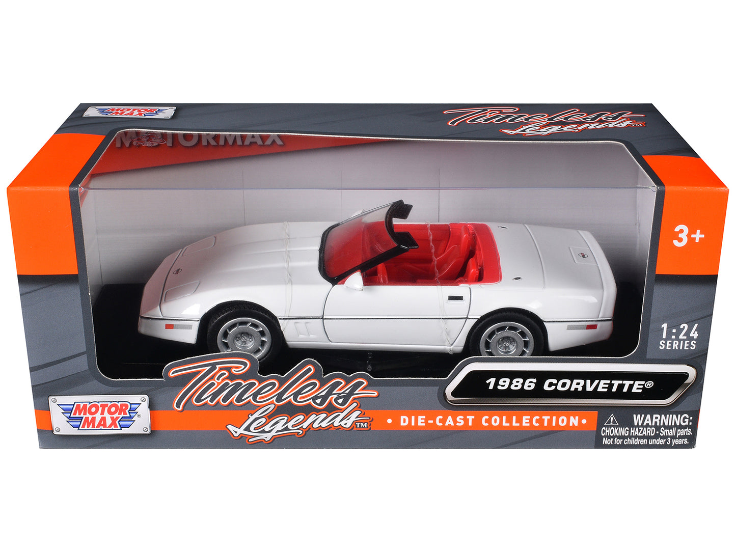 1986 Chevrolet Corvette C4 Convertible White with Red Interior "Timeless Legends" Series 1/24 Diecast Model Car by Motormax <h2>1986 Motormax</h2> <p>High-quality perfect for collectors and enthusiast