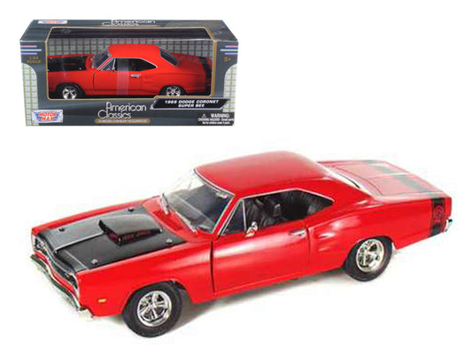 1969 Dodge Coronet Super Bee Red 1/24 Diecast Model Car by Motormax <h2>1969 Motormax</h2> <p>High-quality perfect for collectors and enthusiasts. Features detailed interior exterior craftsmanship, re