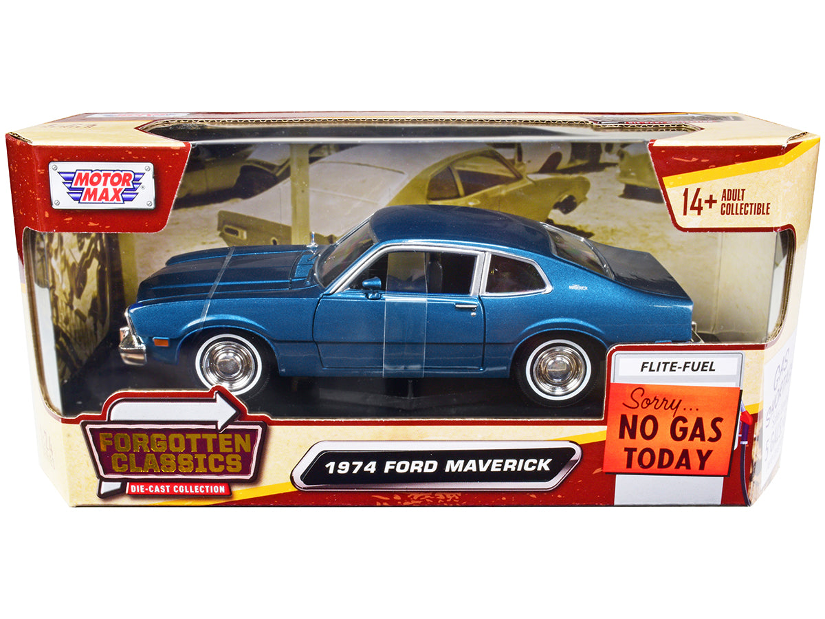 1974 Ford Maverick Blue Metallic "Forgotten Classics" Series 1/24 Diecast Model Car by Motormax <h2>1974 Motormax</h2> <p>High-quality perfect for collectors and enthusiasts. Features detailed interio