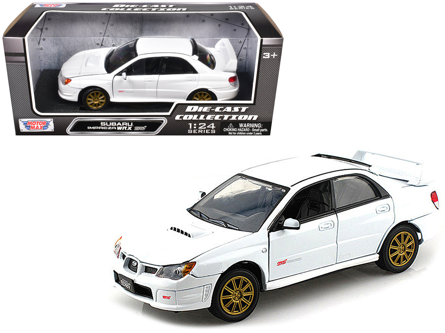 Subaru Impreza WRX STi White 1/24 Diecast Model Car by Motormax <h2>Subaru Motormax</h2> <p>High-quality perfect for collectors and enthusiasts. Features detailed interior exterior craftsmanship, real