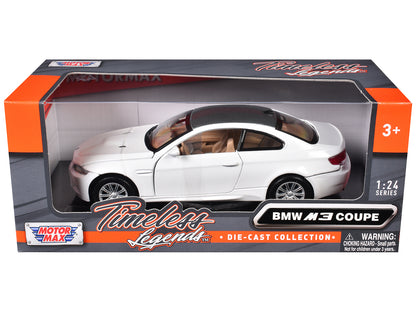 BMW M3 E92 Coupe White 1/24 Diecast Model Car by Motormax <h2>BMW Motormax</h2> <p>High-quality perfect for collectors and enthusiasts. Features detailed interior exterior craftsmanship, realistic pai