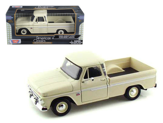 1966 Chevrolet C10 Fleetside Pickup Truck Cream 1/24 Diecast Model Car by Motormax <h2>1966 Motormax</h2> <p>High-quality perfect for collectors and enthusiasts. Features detailed interior exterior cr