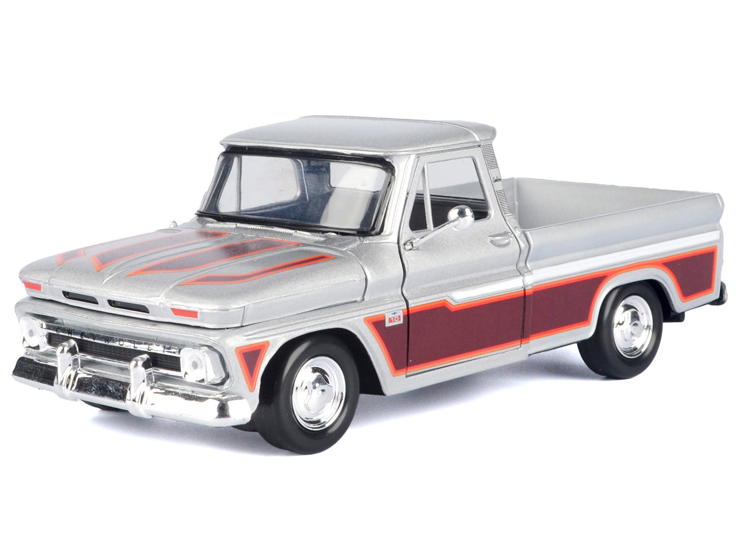 1966 Chevrolet C10 Fleetside Pickup Truck Silver Metallic with Brown Sides "American Classics" Series 1/24 Diecast Model Car by Motormax <h2>1966 Motormax</h2> <p>High-quality perfect for collectors a