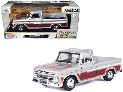 1966 Chevrolet C10 Fleetside Pickup Truck Silver Metallic with Brown Sides "American Classics" Series 1/24 Diecast Model Car by Motormax <h2>1966 Motormax</h2> <p>High-quality perfect for collectors a