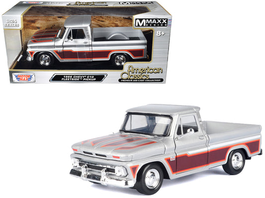 1966 Chevrolet C10 Fleetside Pickup Truck Silver Metallic with Brown Sides "American Classics" Series 1/24 Diecast Model Car by Motormax <h2>1966 Motormax</h2> <p>High-quality perfect for collectors a