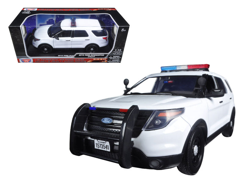 2015 Ford PI Utility Interceptor Police Car with Light Bar Plain White 1/18 Diecast Model by Motormax <h2>2015 Motormax</h2> <p>High-quality perfect for collectors and enthusiasts. Features detailed i