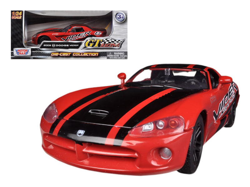 2003 Dodge Viper SRT-10 #8 Red with Black Stripes "GT Racing" Series 1/24 Diecast Model Car by Motormax <h2>2003 Motormax</h2> <p>High-quality perfect for collectors and enthusiasts. Features detailed