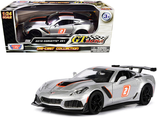 2019 Chevrolet Corvette ZR1 #2 Silver with Black and Orange Stripes "GT Racing" Series 1/24 Diecast Model Car by Motormax <h2>2019 Motormax</h2> <p>High-quality perfect for collectors enthusiasts. Fea