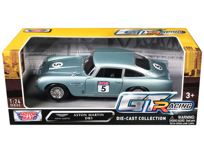 Aston Martin DB5 RHD (Right Hand Drive) #5 Light Blue Metallic "GT Racing" Series 1/24 Diecast Model Car by Motormax <h2>Aston Motormax</h2> <p>High-quality perfect for collectors and enthusiasts. Fea