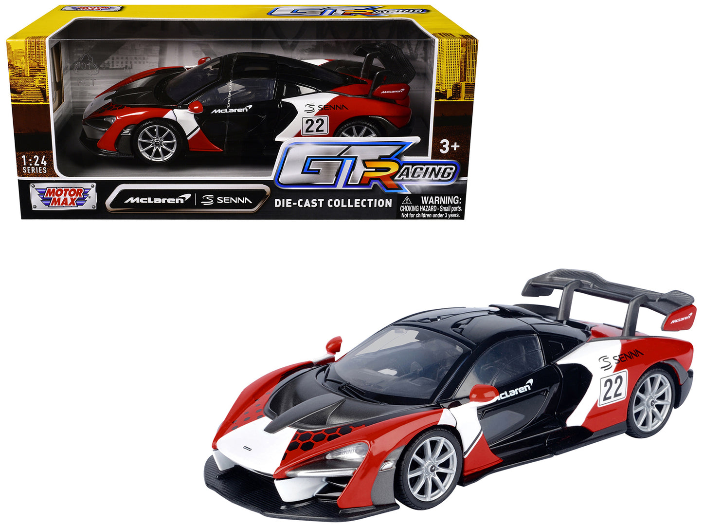 McLaren Senna #22 Black with Red and White Graphics "GT Racing" Series 1/24 Diecast Model Car by Motormax <h2>McLaren Motormax</h2> <p>High-quality perfect for collectors enthusiasts. Features detaile