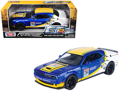 2018 Dodge Challenger SRT Hellcat Widebody #284 Blue Metallic and White with Yellow Graphics "GT Racing" Series 1/24 Diecast Model Car by Motormax <h2>2018 Motormax</h2> <p>High-quality perfect for co