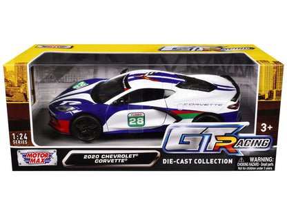 2020 Chevrolet Corvette #28 White with Blue Graphics "GT Racing" Series 1/24 Diecast Model Car by Motormax <h2>2020 Motormax</h2> <p>High-quality perfect for collectors and enthusiasts. Features detai