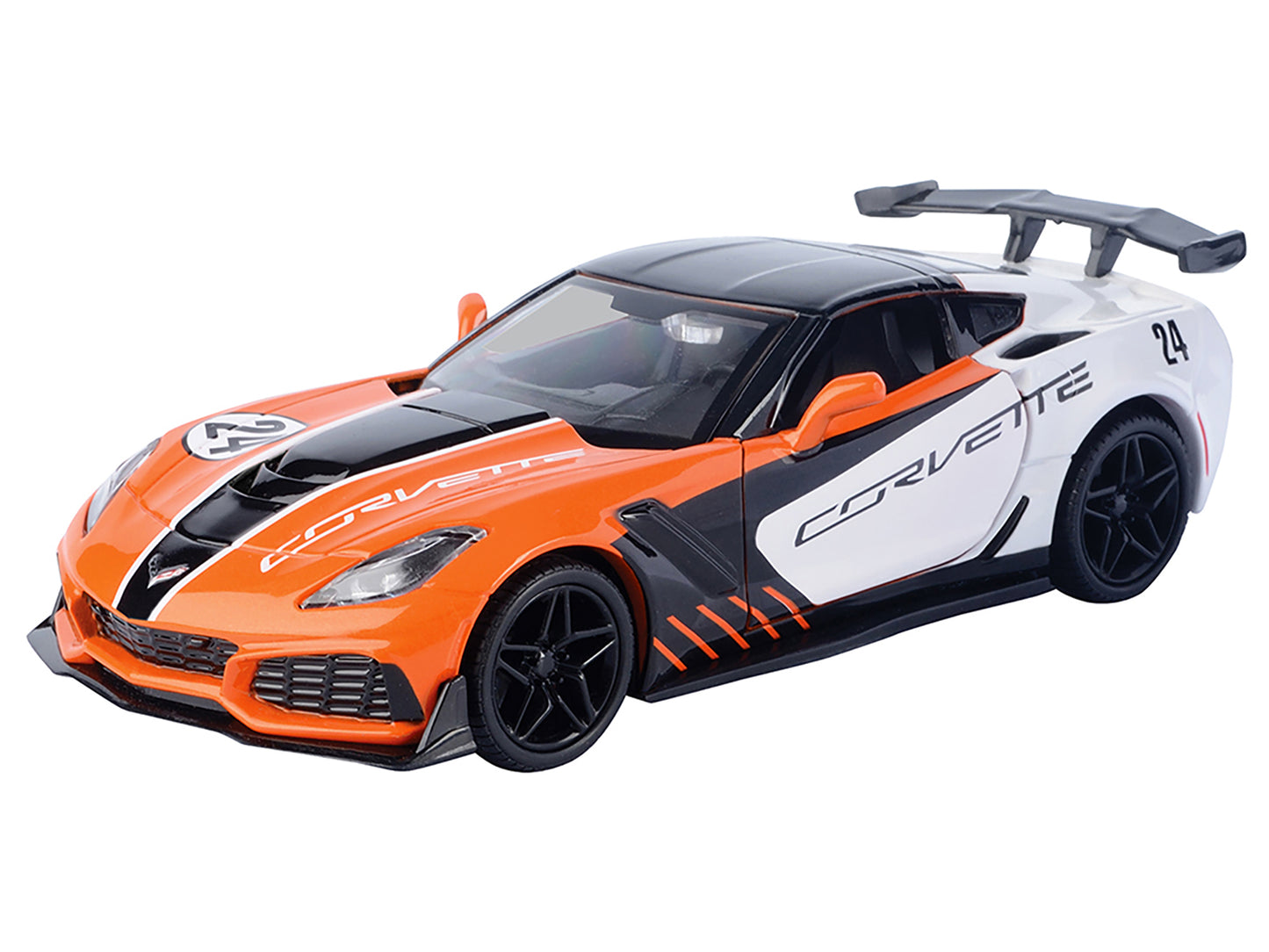 2019 Chevrolet Corvette ZR1 #24 Orange and White with Black Graphics "GT Racing" Series 1/24 Diecast Model Car by Motormax <h2>2019 Motormax</h2> <p>High-quality perfect for collectors enthusiasts. Fe