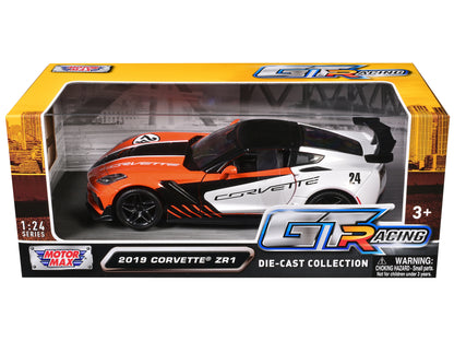2019 Chevrolet Corvette ZR1 #24 Orange and White with Black Graphics "GT Racing" Series 1/24 Diecast Model Car by Motormax <h2>2019 Motormax</h2> <p>High-quality perfect for collectors enthusiasts. Fe