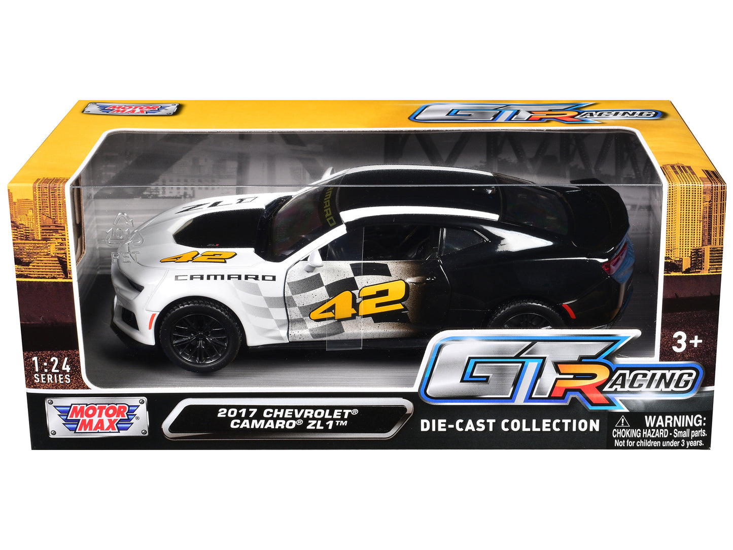 2017 Chevrolet Camaro ZL1 #42 Black and White "GT Racing" Series 1/24 Diecast Model Car by Motormax <h2>2017 Motormax</h2> <p>High-quality perfect for collectors enthusiasts. Features detailed interio